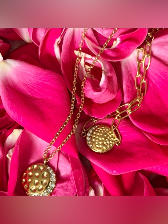 Jewelry - Gold Women's Necklace and Bracelet Set with Crystal Accents - Moon Sparkle